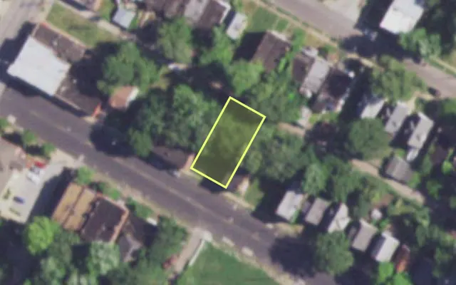 Aerial view of 4367 LEE AV — vacant lot, St. Louis with approximate parcel outline