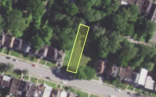 Aerial view of 5139 RIDGE AV — vacant lot, St. Louis with approximate parcel outline