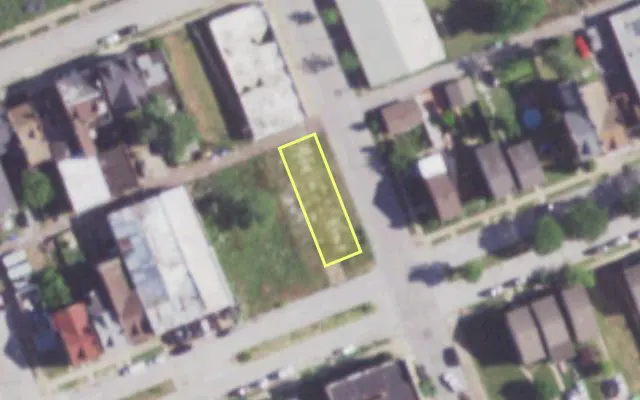 Aerial view of 1401 NORTH MARKET ST — vacant lot, St. Louis with approximate parcel outline