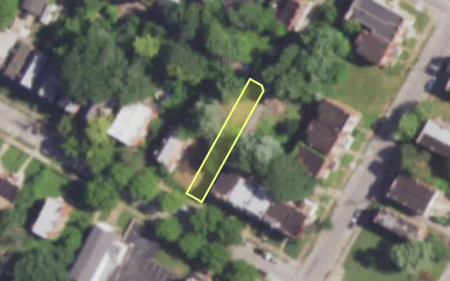 Aerial view of 4719 GREER AV — vacant lot, St. Louis with approximate parcel outline