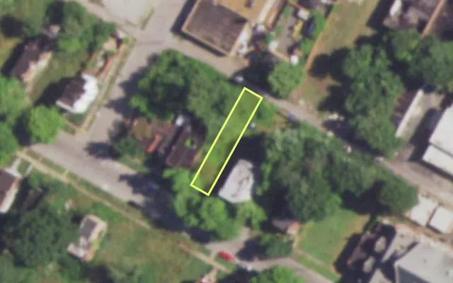 Aerial view of 4539 EVANS AV — vacant lot, St. Louis with approximate parcel outline