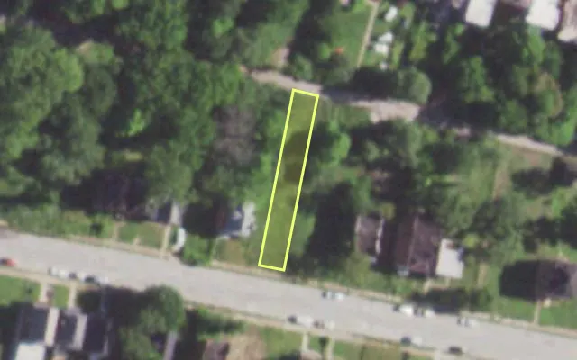 Aerial view of 5157 MINERVA AV — vacant lot, St. Louis with approximate parcel outline