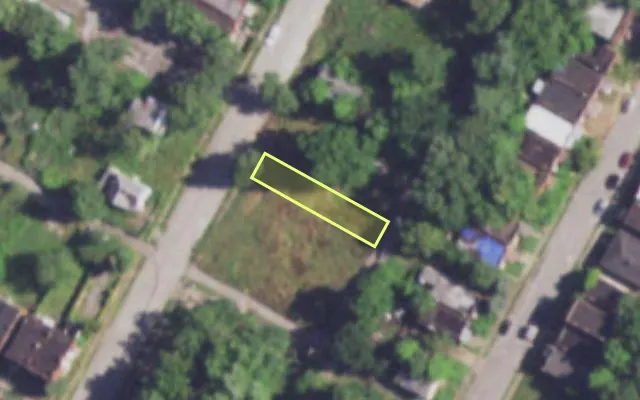 Aerial view of 3028 NEW ASHLAND PL — vacant lot, St. Louis with approximate parcel outline