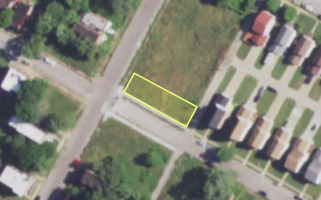 Aerial view of 4239 GARFIELD AV — vacant lot, St. Louis with approximate parcel outline