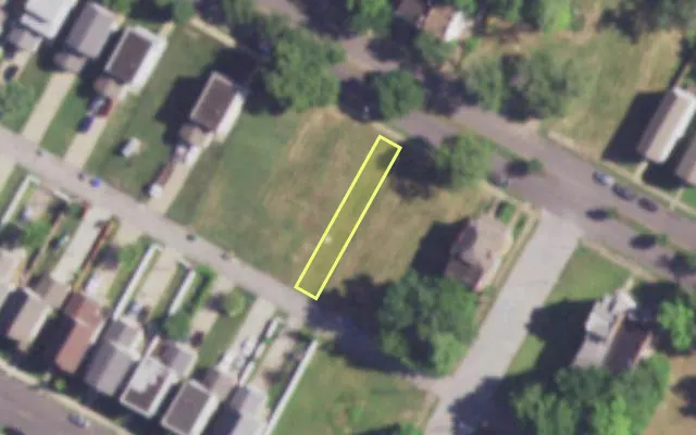 Aerial view of 3812 COOK AV — vacant lot, St. Louis with approximate parcel outline
