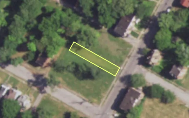 Aerial view of 1707 MARCUS AV — vacant lot, St. Louis with approximate parcel outline
