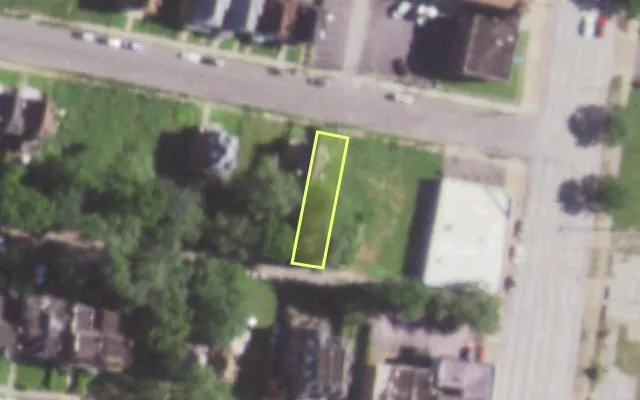 Aerial view of 5014 MINERVA AV — vacant lot, St. Louis with approximate parcel outline