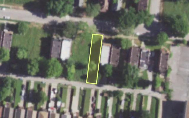Aerial view of 6000 BARTMER AV — vacant lot, St. Louis with approximate parcel outline