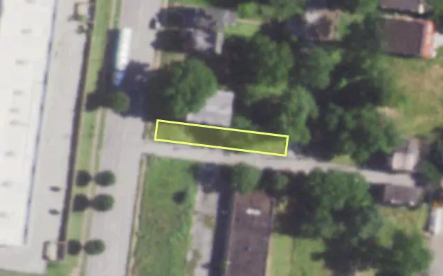 Aerial view of 1320 N EUCLID AV — vacant lot, St. Louis with approximate parcel outline