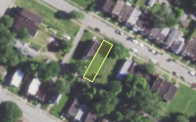 Aerial view of 5362 LOTUS AV — vacant lot, St. Louis with approximate parcel outline