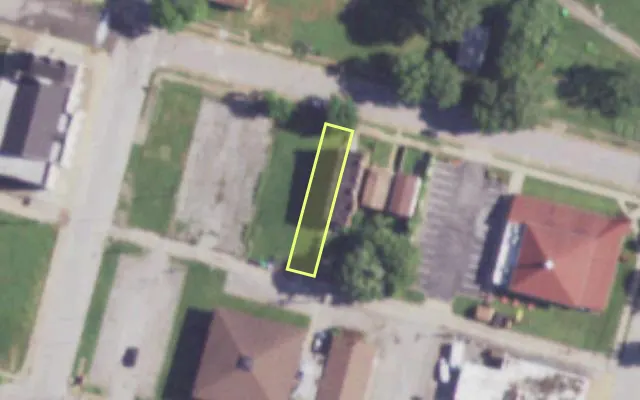 Aerial view of 3028 BELL AV — vacant lot, St. Louis with approximate parcel outline