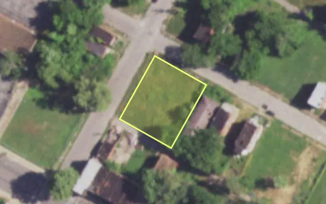Aerial view of 1512 BILLUPS AV — vacant lot, St. Louis with approximate parcel outline