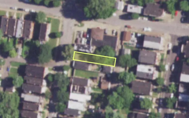Aerial view of 3708 MICHIGAN AV — vacant lot, St. Louis with approximate parcel outline