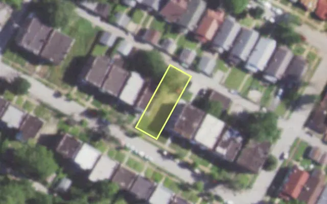 Aerial view of 5219 ASHLAND AV — vacant lot, St. Louis with approximate parcel outline