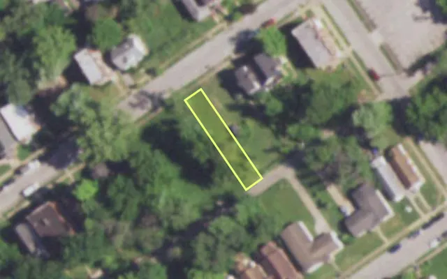 Aerial view of 5460 GILMORE AV — vacant lot, St. Louis with approximate parcel outline