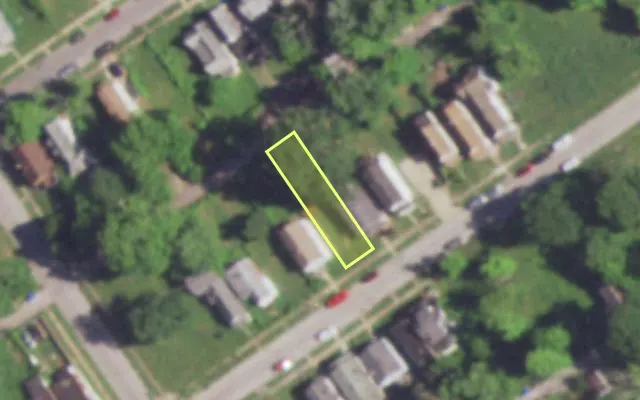 Aerial view of 4919 ALCOTT AV — vacant lot, St. Louis with approximate parcel outline