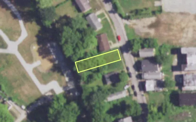 Aerial view of 7951 CHURCH RD — vacant lot, St. Louis with approximate parcel outline