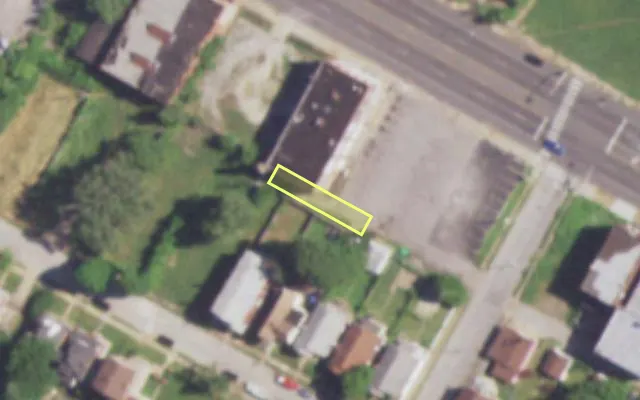 Aerial view of 4928 R NATURAL BRIDGE AV — vacant lot, St. Louis with approximate parcel outline