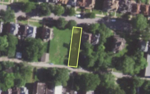 Aerial view of 5038 CABANNE AV — vacant lot, St. Louis with approximate parcel outline