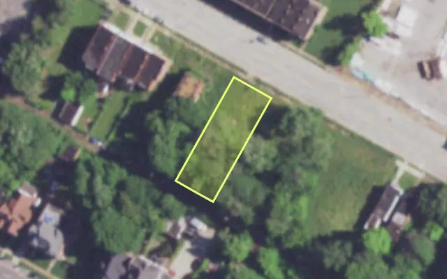 Aerial view of 3844 EVANS AV — vacant lot, St. Louis with approximate parcel outline