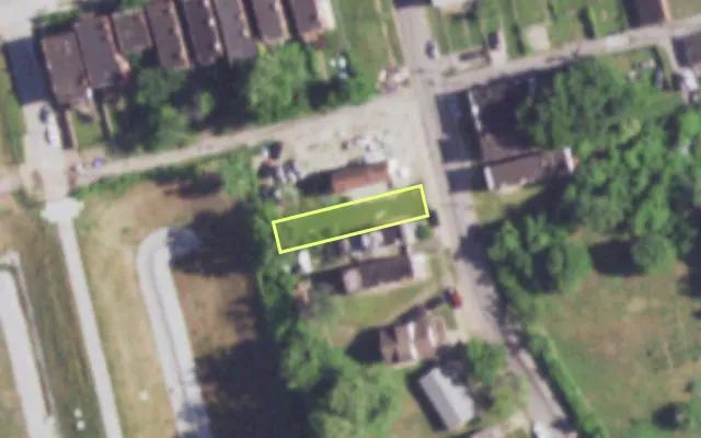 Aerial view of 8033 CHURCH RD — vacant lot, St. Louis with approximate parcel outline