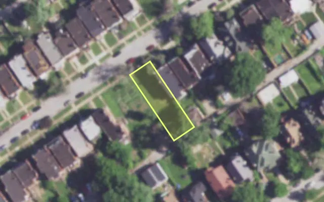 Aerial view of 4534 CLARENCE AV — vacant lot, St. Louis with approximate parcel outline