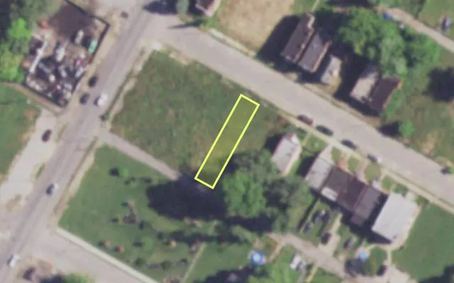 Aerial view of 3856 COTTAGE AV — vacant lot, St. Louis with approximate parcel outline