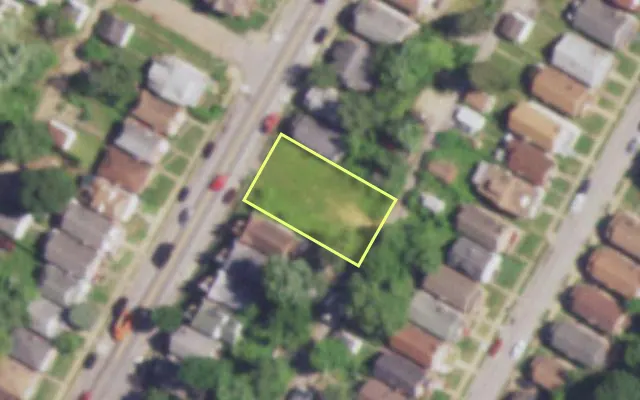Aerial view of 5722 GOODFELLOW BLVD — vacant lot, St. Louis with approximate parcel outline