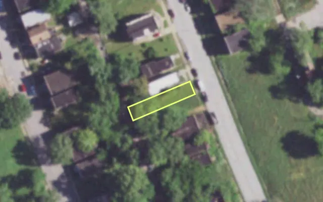Aerial view of 3959 N 21ST ST — vacant lot, St. Louis with approximate parcel outline