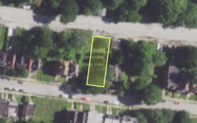 Aerial view of 5135 KENSINGTON AV — vacant lot, St. Louis with approximate parcel outline