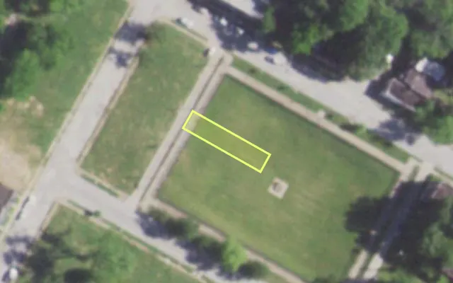 Aerial view of 3111 KIMBERLY AV — vacant lot, St. Louis with approximate parcel outline