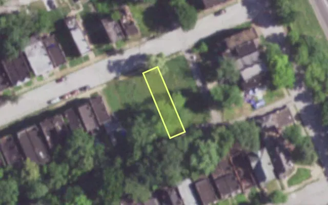 Aerial view of 1120 NEWHOUSE AV — vacant lot, St. Louis with approximate parcel outline