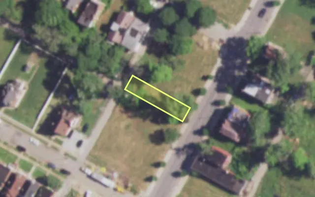 Aerial view of 3117 N NEWSTEAD AV — vacant lot, St. Louis with approximate parcel outline