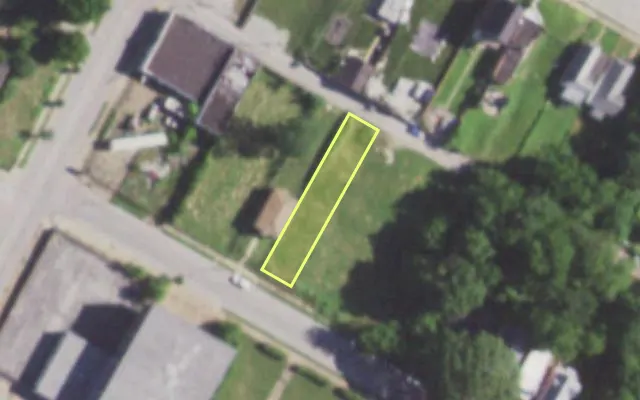 Aerial view of 5747 LOTUS AV — vacant lot, St. Louis with approximate parcel outline