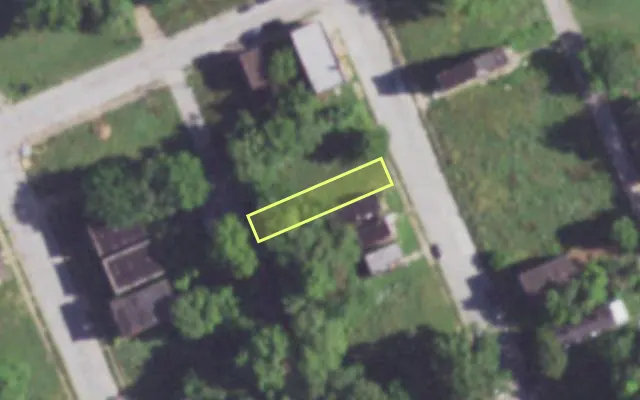 Aerial view of 4427 N 19TH ST — vacant lot, St. Louis with approximate parcel outline