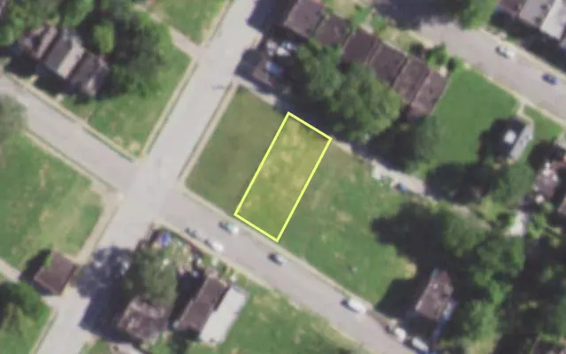 Aerial view of 5893 COTE BRILLIANTE AV — vacant lot, St. Louis with approximate parcel outline