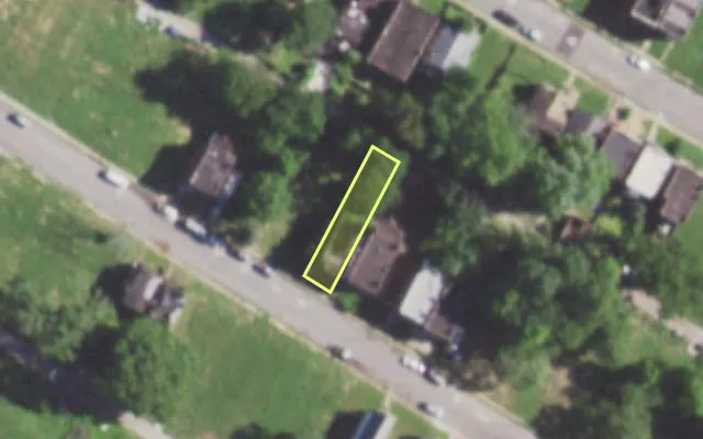 Aerial view of 5861 COTE BRILLIANTE AV — vacant lot, St. Louis with approximate parcel outline