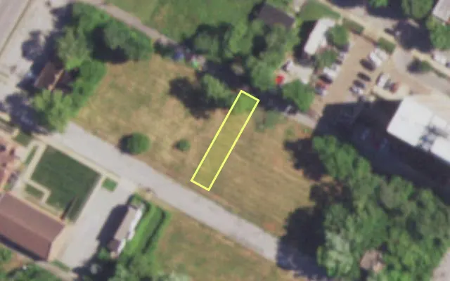 Aerial view of 4343 NORTH MARKET ST — vacant lot, St. Louis with approximate parcel outline