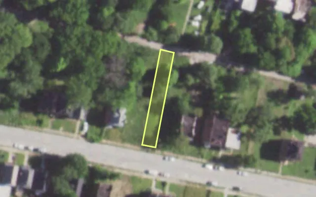 Aerial view of 5153 MINERVA AV — vacant lot, St. Louis with approximate parcel outline