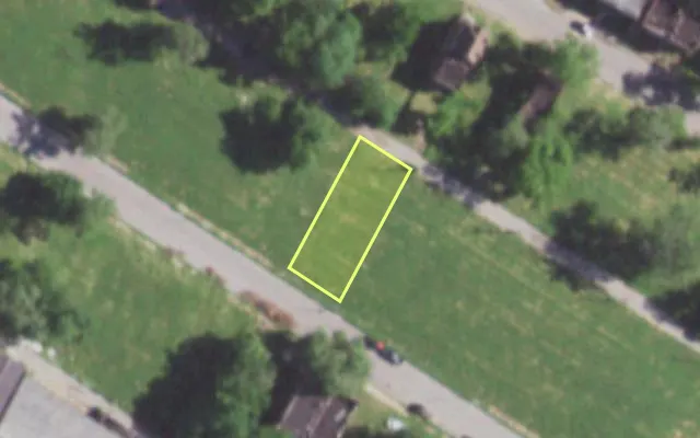 Aerial view of 5833 THEODOSIA AV — vacant lot, St. Louis with approximate parcel outline