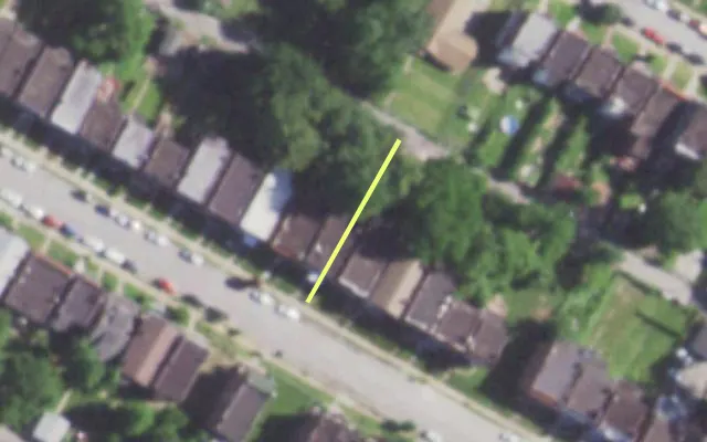 Aerial view of 5137 WABADA AV — vacant lot, St. Louis with approximate parcel outline