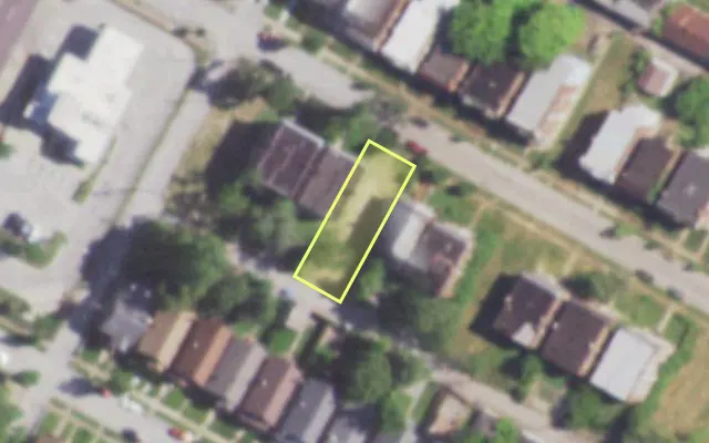 Aerial view of 5232 PALM ST — vacant lot, St. Louis with approximate parcel outline