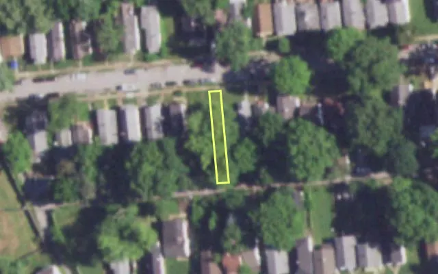 Aerial view of 1152 HOWELL ST — vacant lot, St. Louis with approximate parcel outline