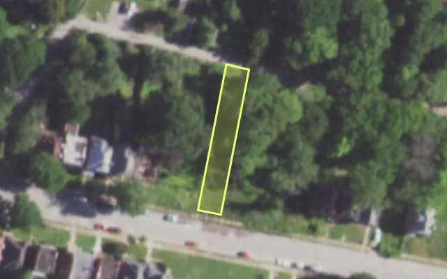 Aerial view of 5219 MINERVA AV — vacant lot, St. Louis with approximate parcel outline