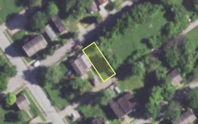 Aerial view of 1432 JOHN AV — vacant lot, St. Louis with approximate parcel outline