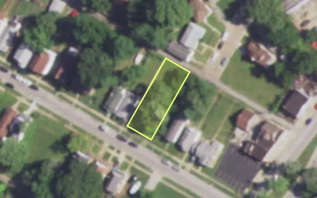 Aerial view of 5927 SHULTE AV — vacant lot, St. Louis with approximate parcel outline