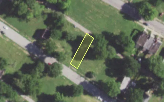 Aerial view of 5731 THEODOSIA AV — vacant lot, St. Louis with approximate parcel outline