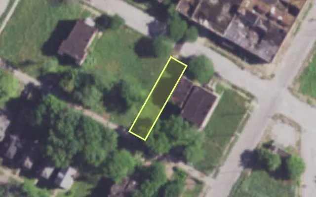 Aerial view of 2914 HEBERT ST — vacant lot, St. Louis with approximate parcel outline