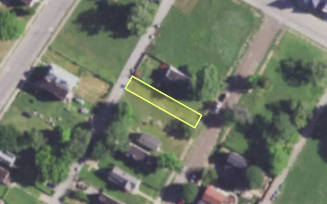 Aerial view of 4241 GANO AV — vacant lot, St. Louis with approximate parcel outline