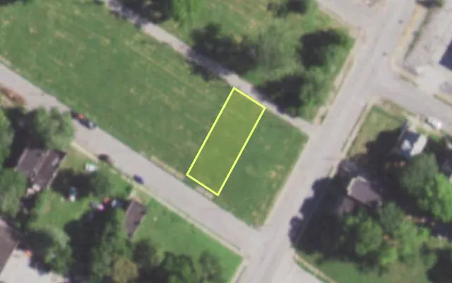 Aerial view of 5809 THEODOSIA AV — vacant lot, St. Louis with approximate parcel outline